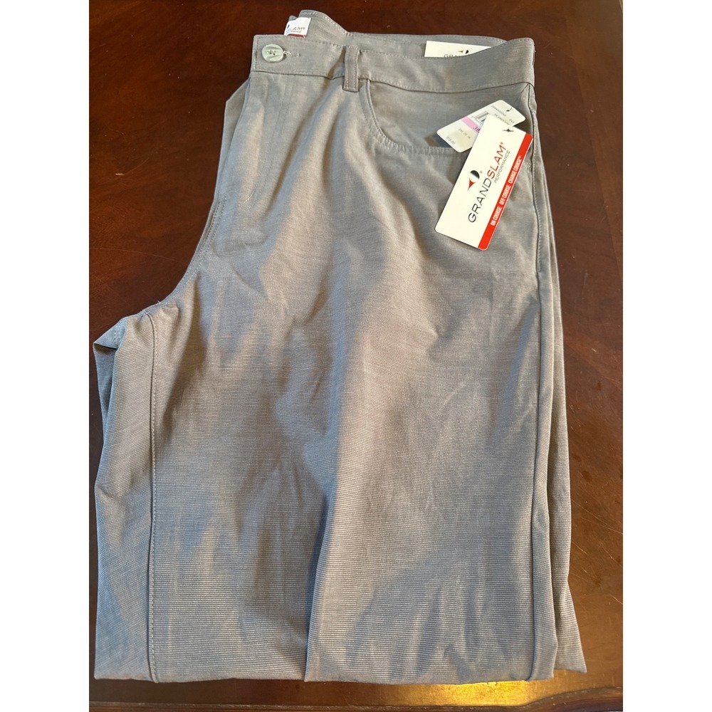 Grand Slam Performance Grand Comfort Pants Dark Grey Heather 38x32 Golf Chino